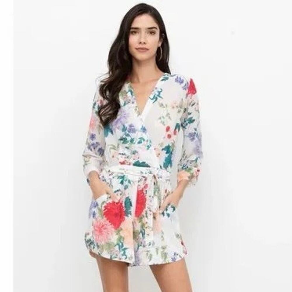 Yumi Kim Liz Belted Romper in Komodo Ivory with Floral Design - Large